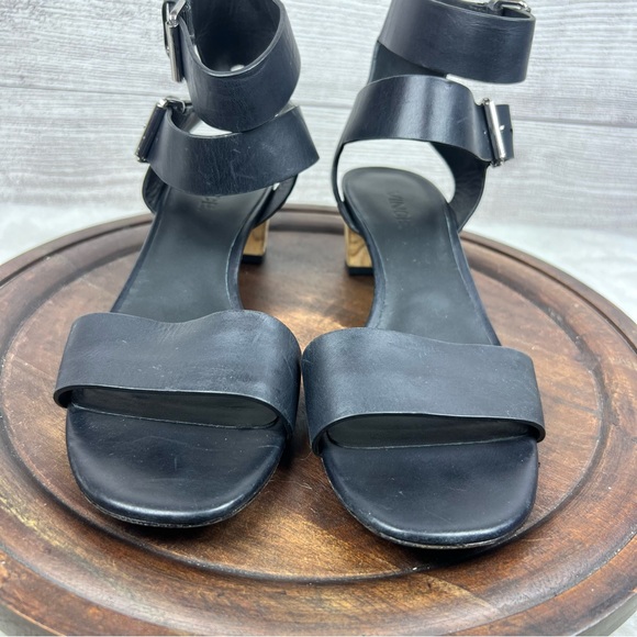 Vince Ria City Black Leather Sandals Heel Gladiator Buckles Revolve Size 7.5M - Picture 4 of 10
